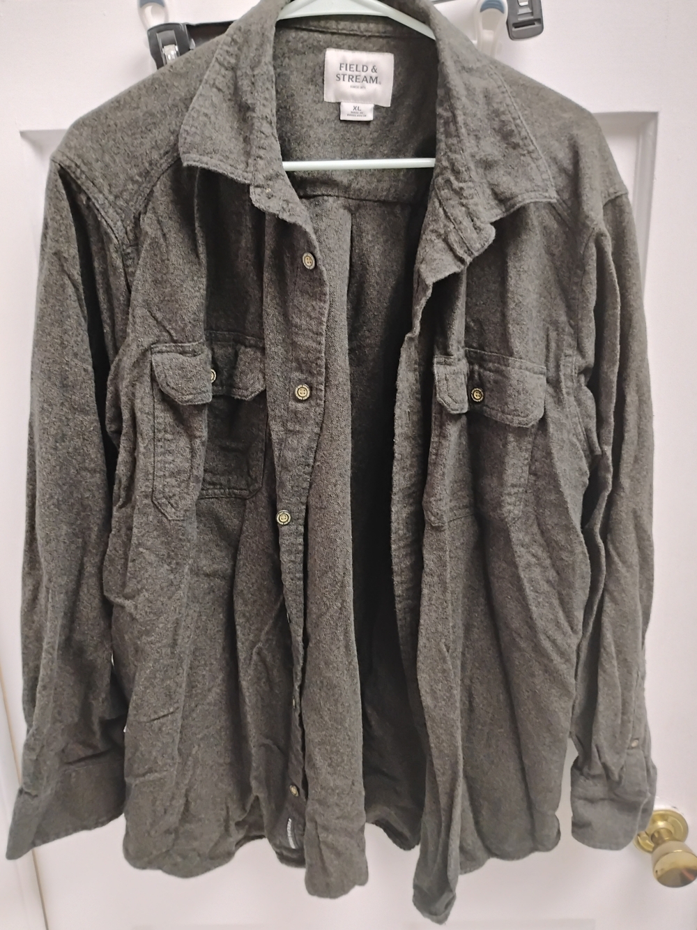 Field & Stream Dark Gray Button-Front Flannel Shirt